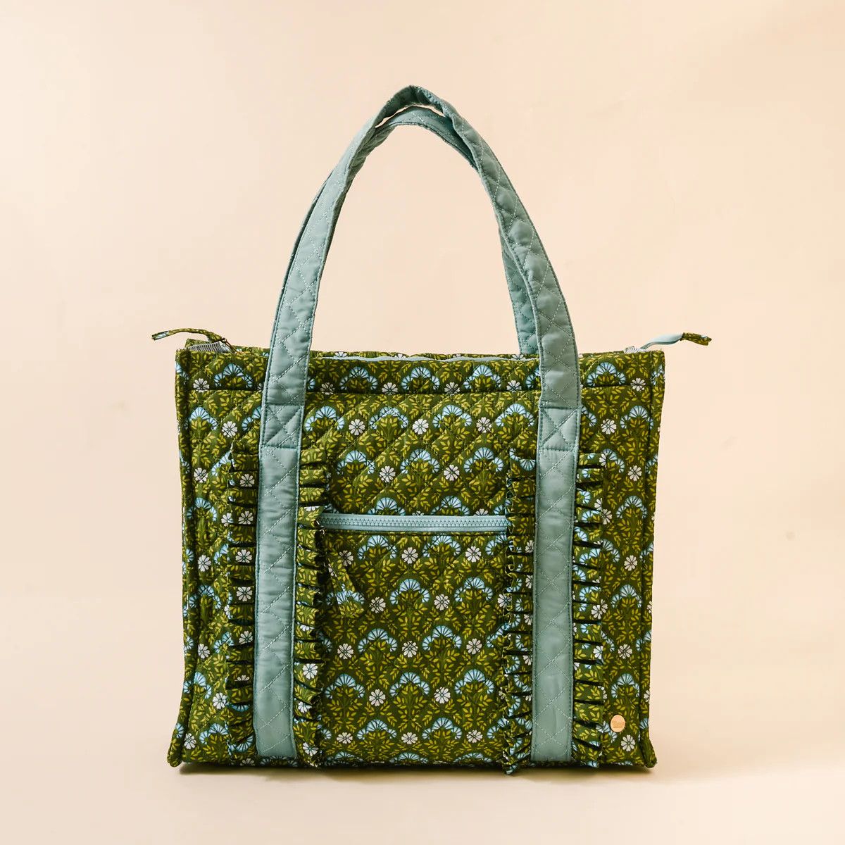 The Everyday Quilted Tote Bag Everbloom Forest Green
