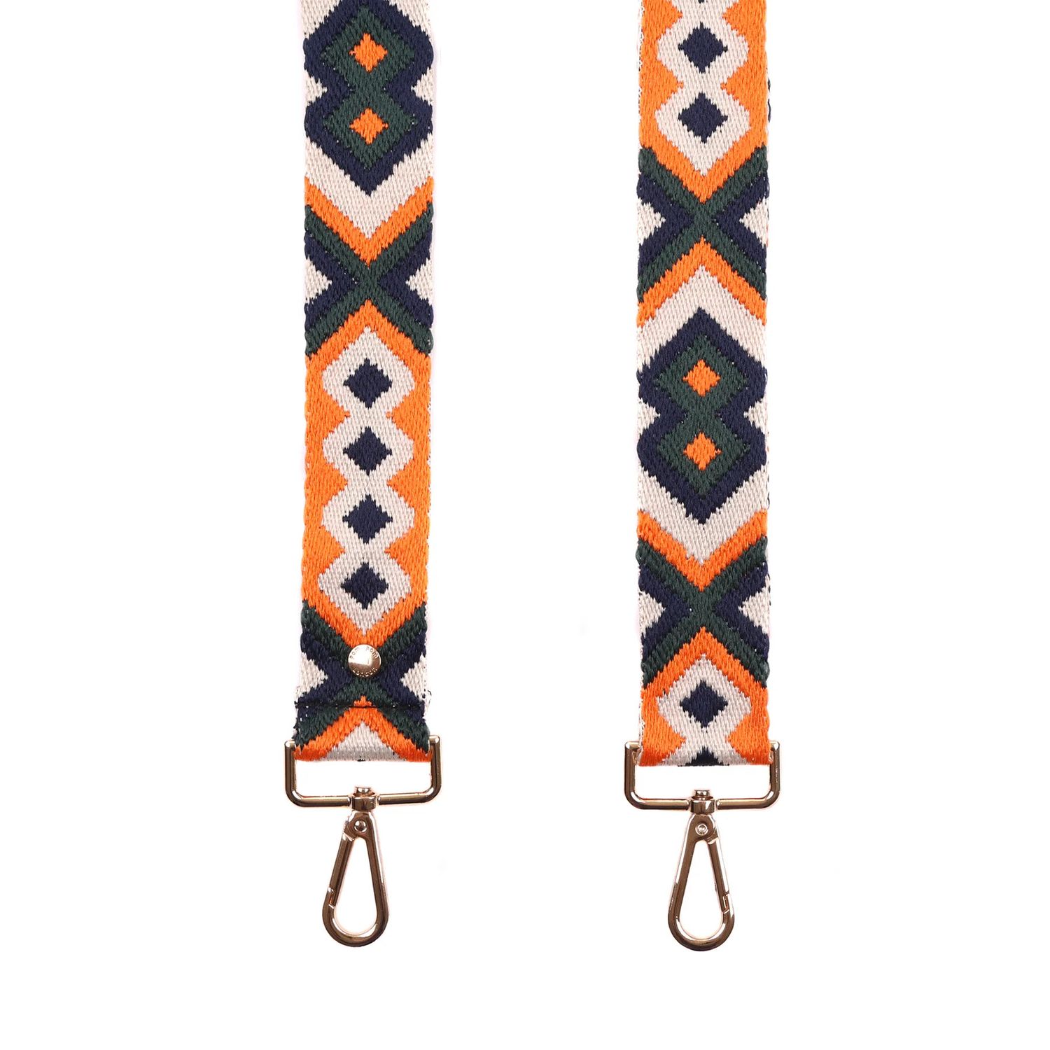 Pom Pom Strap Orange and Green Embroidered
