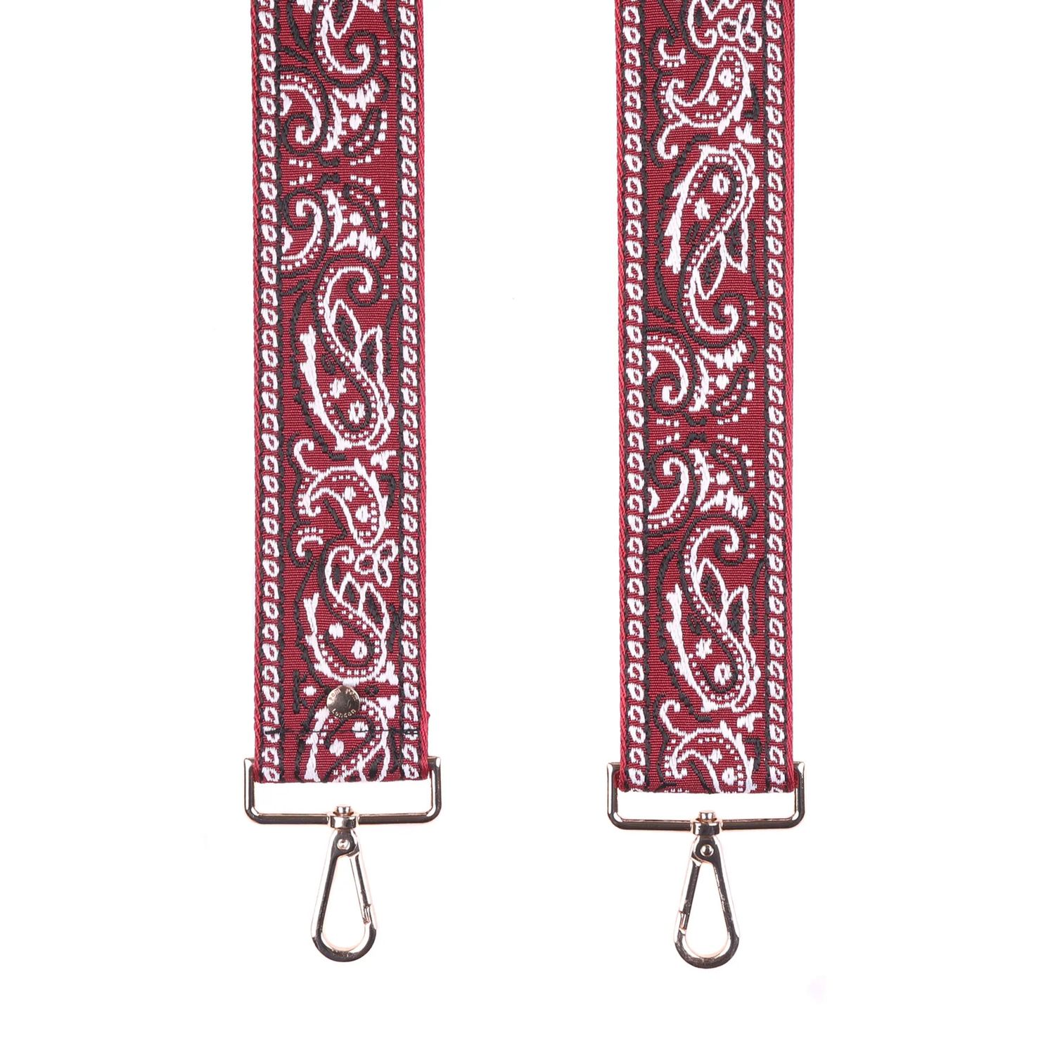 Pom Pom Strap Deep Burgundy Paisley