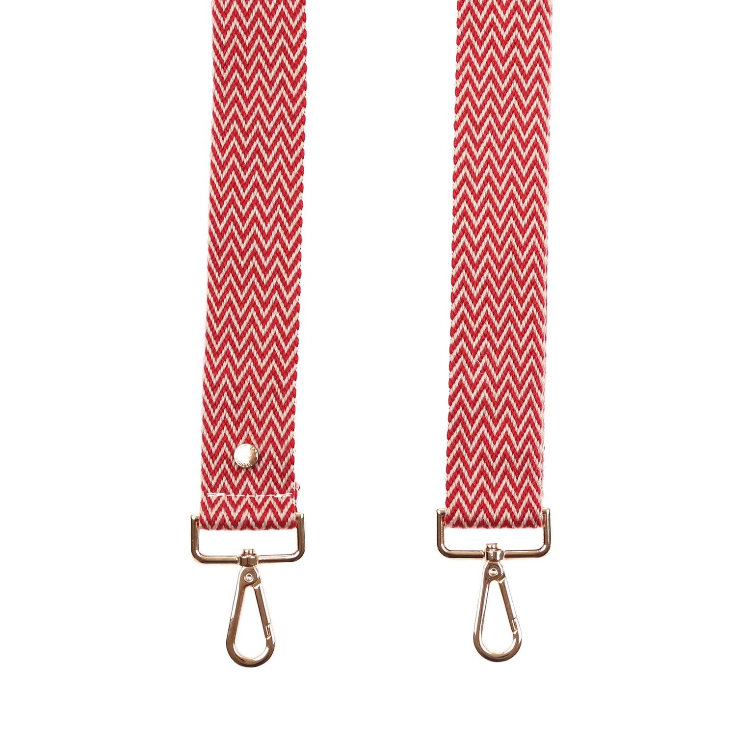 Pom Pom Strap Red Mini Chevron