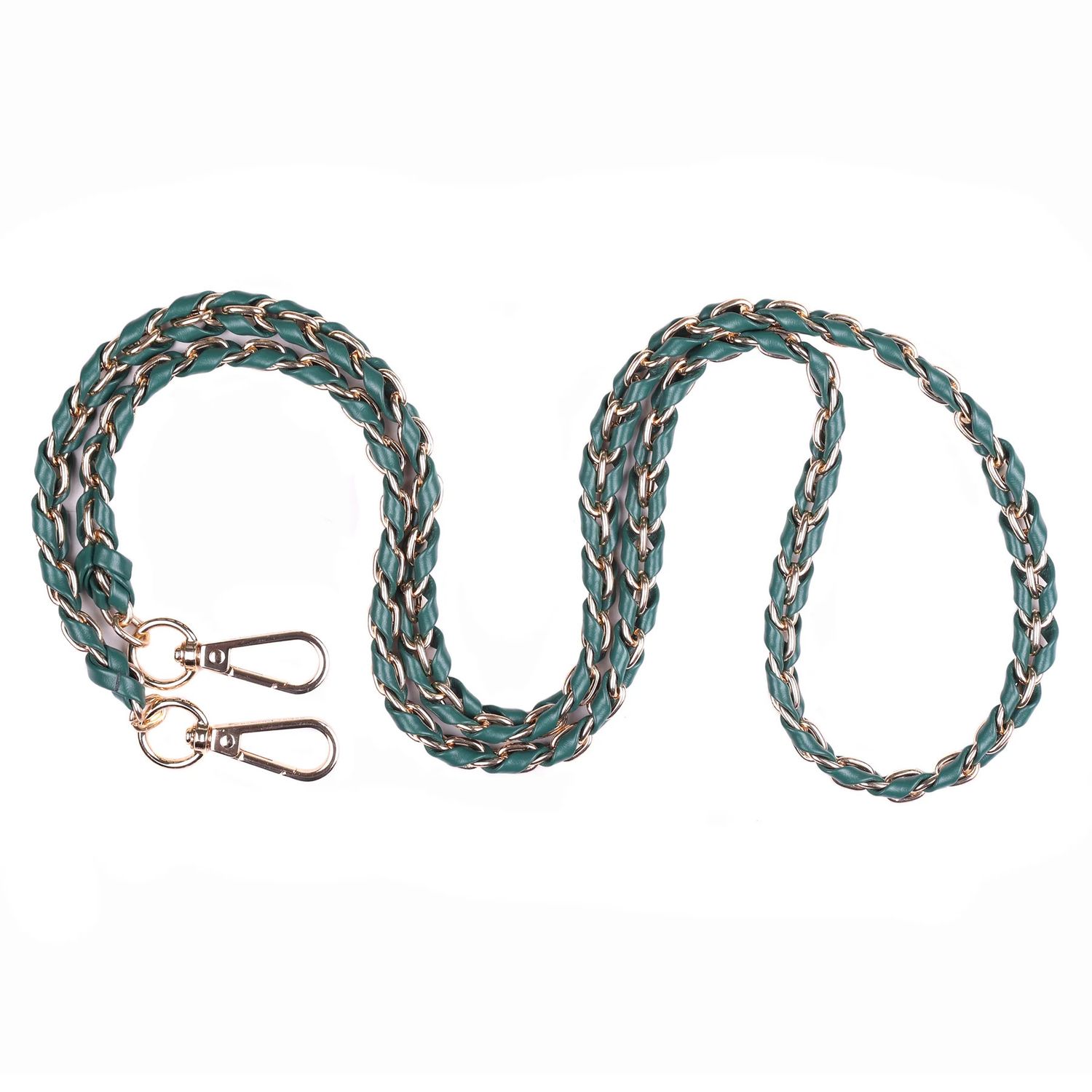 Pom Pom Strap Gold Chain Madeira Green Weave
