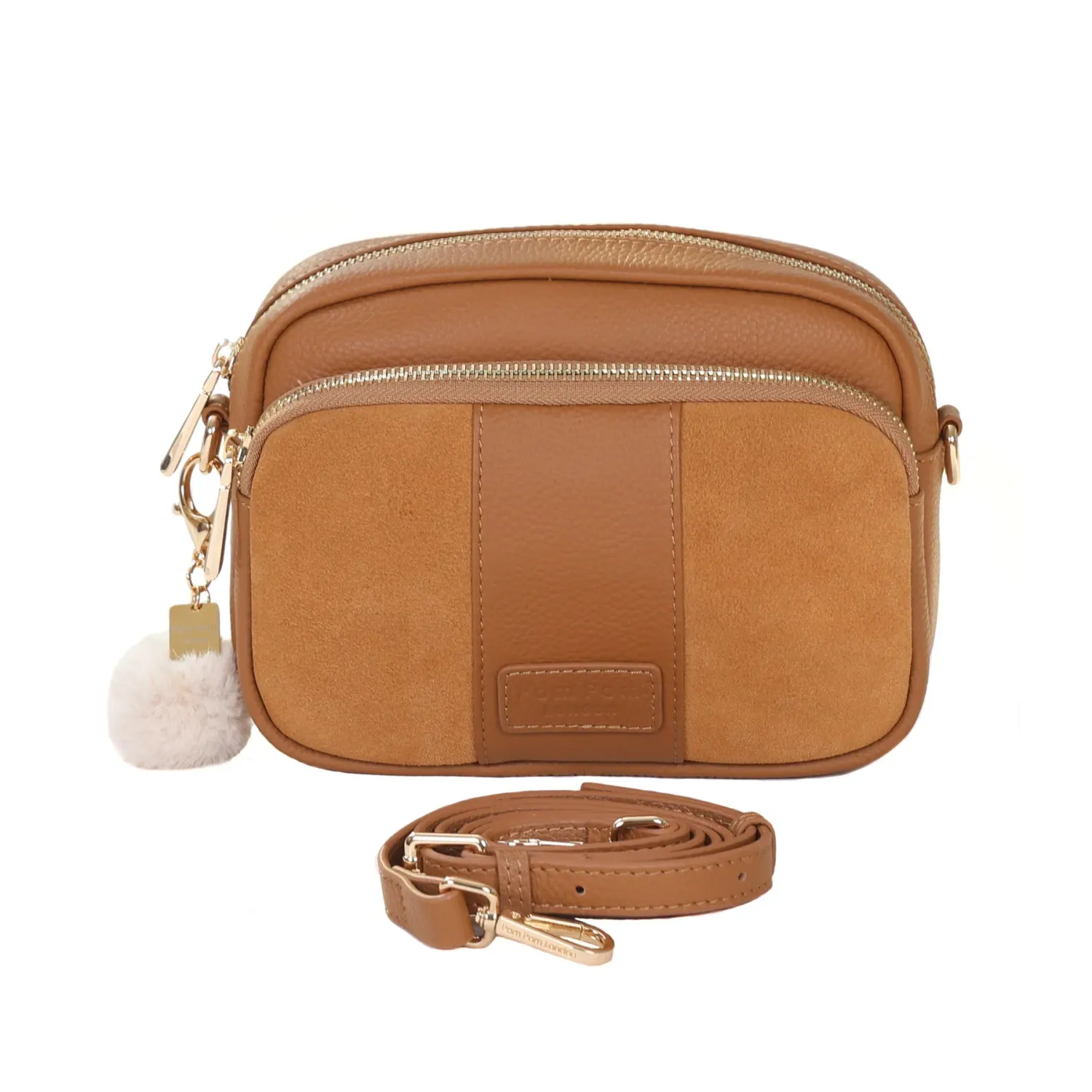 Pom Pom London Original Suede &amp; Leather Bag Maple