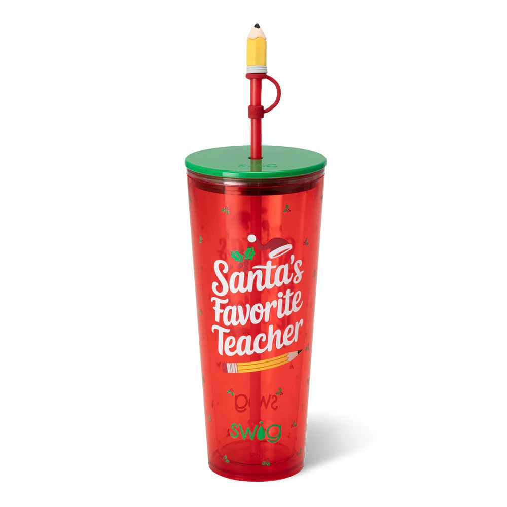 Plastic Tumbler 24oz Santa&#39;s Favorite Teacher