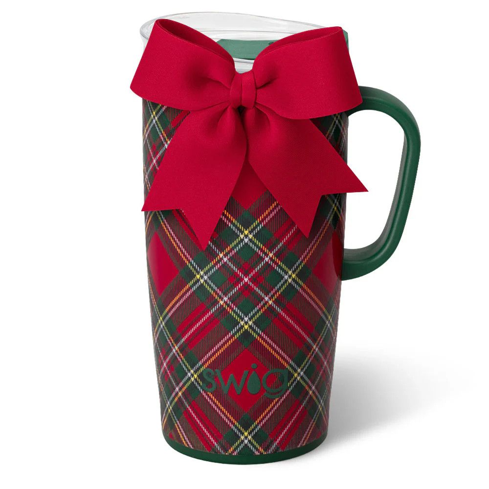 Travel Mug 22 oz Christmas Plaid