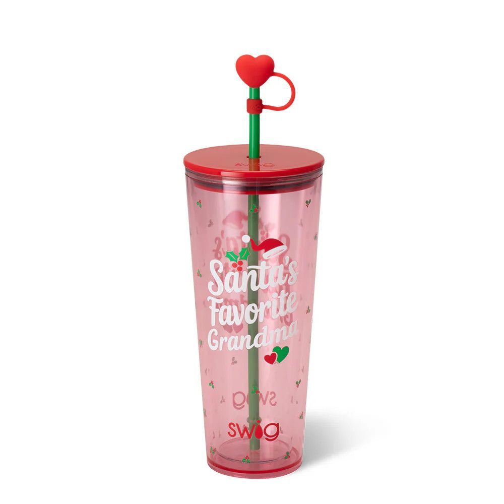 Plastic Tumbler 24oz Santa&#39;s Favorite Grandma
