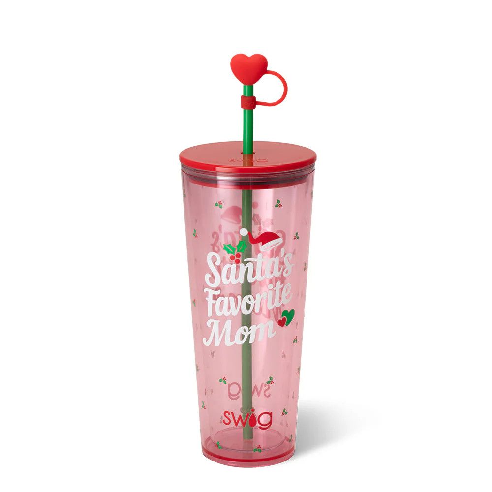 Plastic Tumbler 24oz Santa&#39;s Favorite Mom