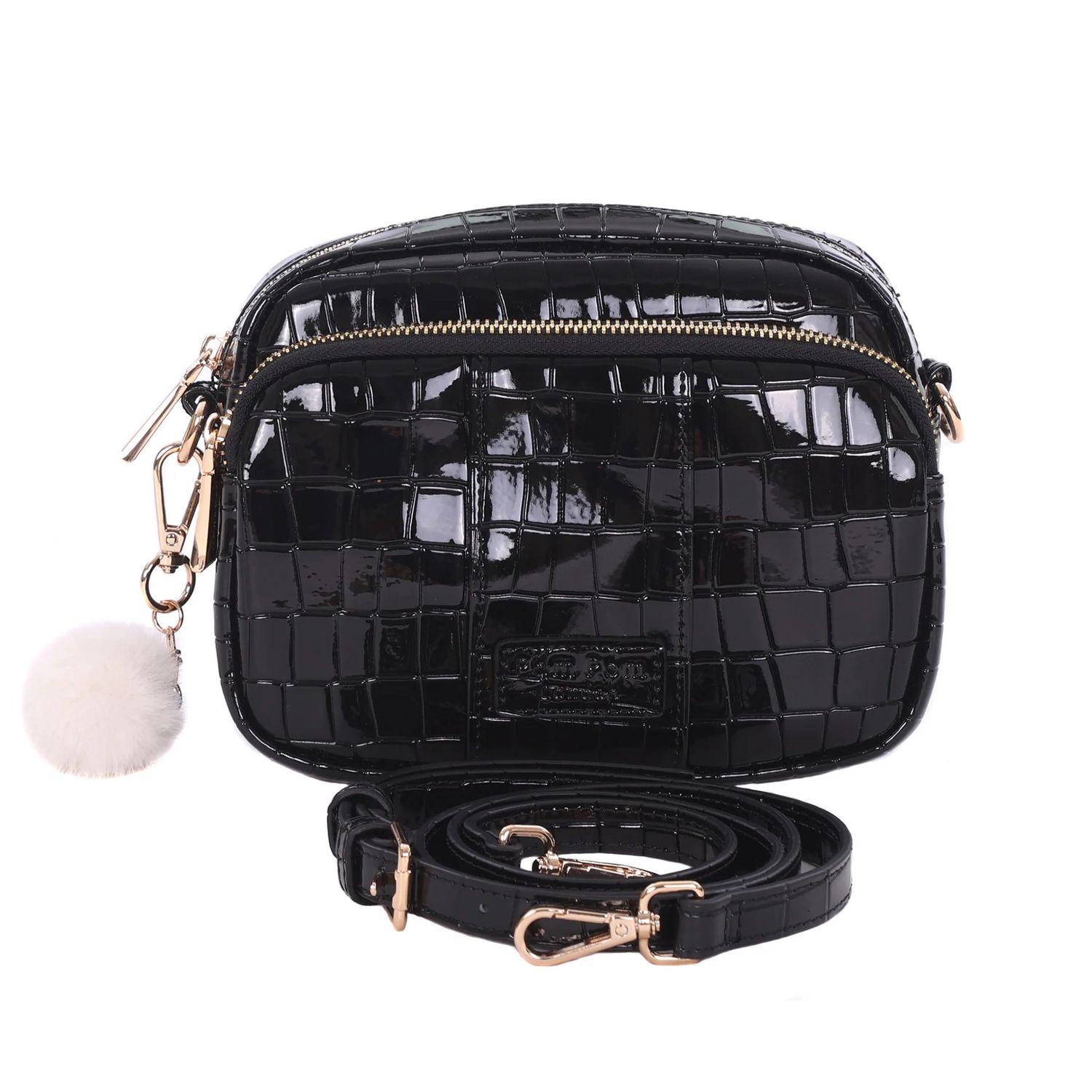 Pom Pom Original Bag Patent Croc Black
