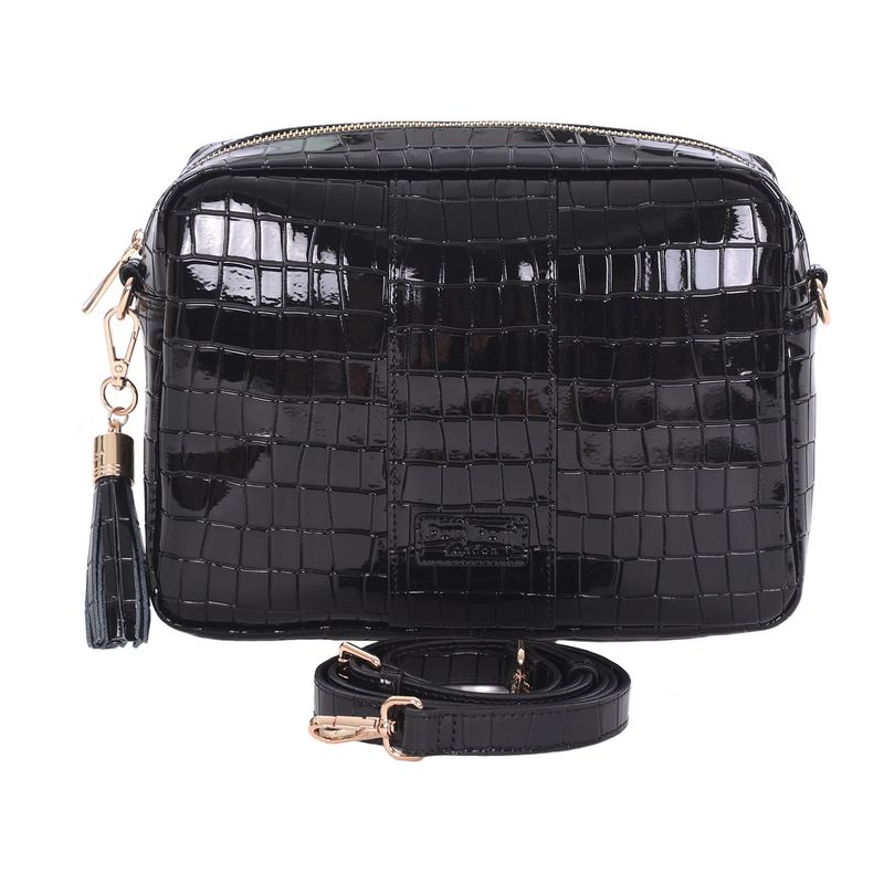 Pom Pom London City Plus Bag Patent Croc Black
