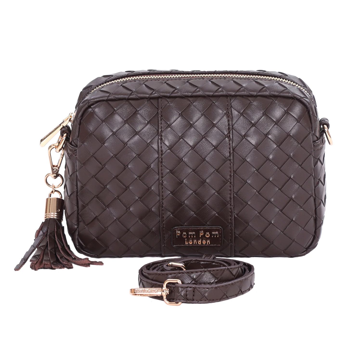 Pom Pom City Bag Lattice Chocolate