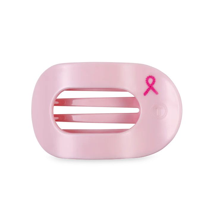 Medium Flat Round Hair Clip Pink Ribbon Power