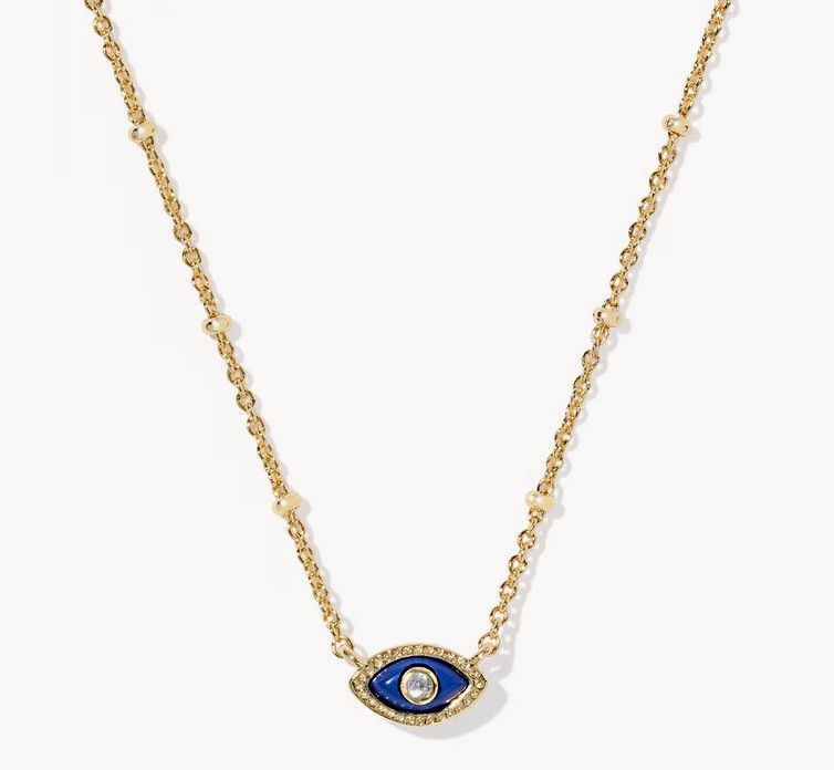 Mini Eye Short Pendant Gold Dark Blue Magnesite