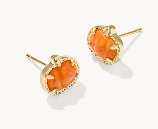 Pumpkin Stud Earring Gold Orange MOP