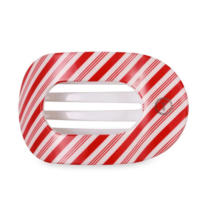 Candy Cane Crush Large Flat Round Hair Clip