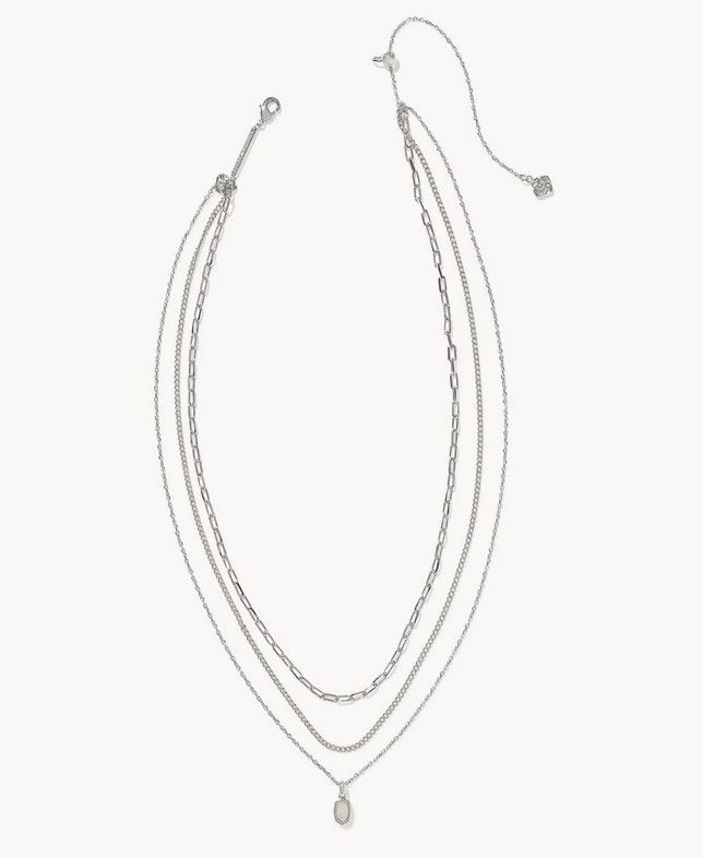 Mini Elisa Triple Strand Necklace Iridescent Drusy Silver