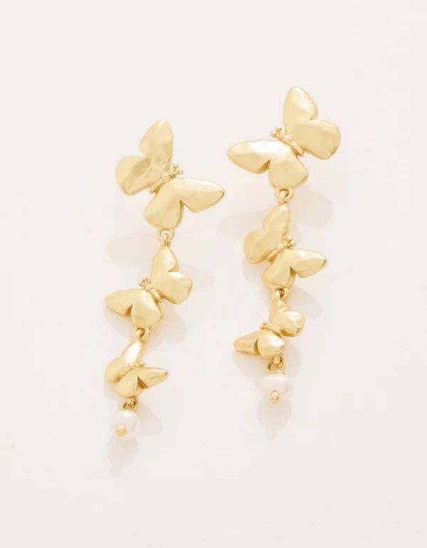Butterfy Dangle Earrings Gold
