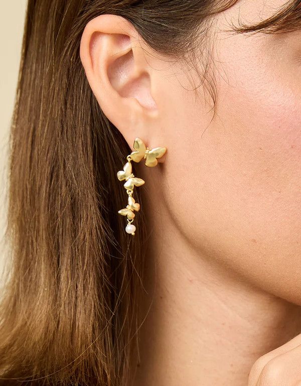 Butterfy Dangle Earrings Gold