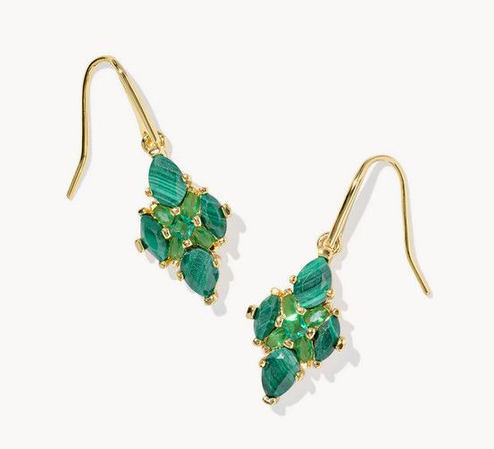 Abbie Crystal Drop Earring Green Mix Gold