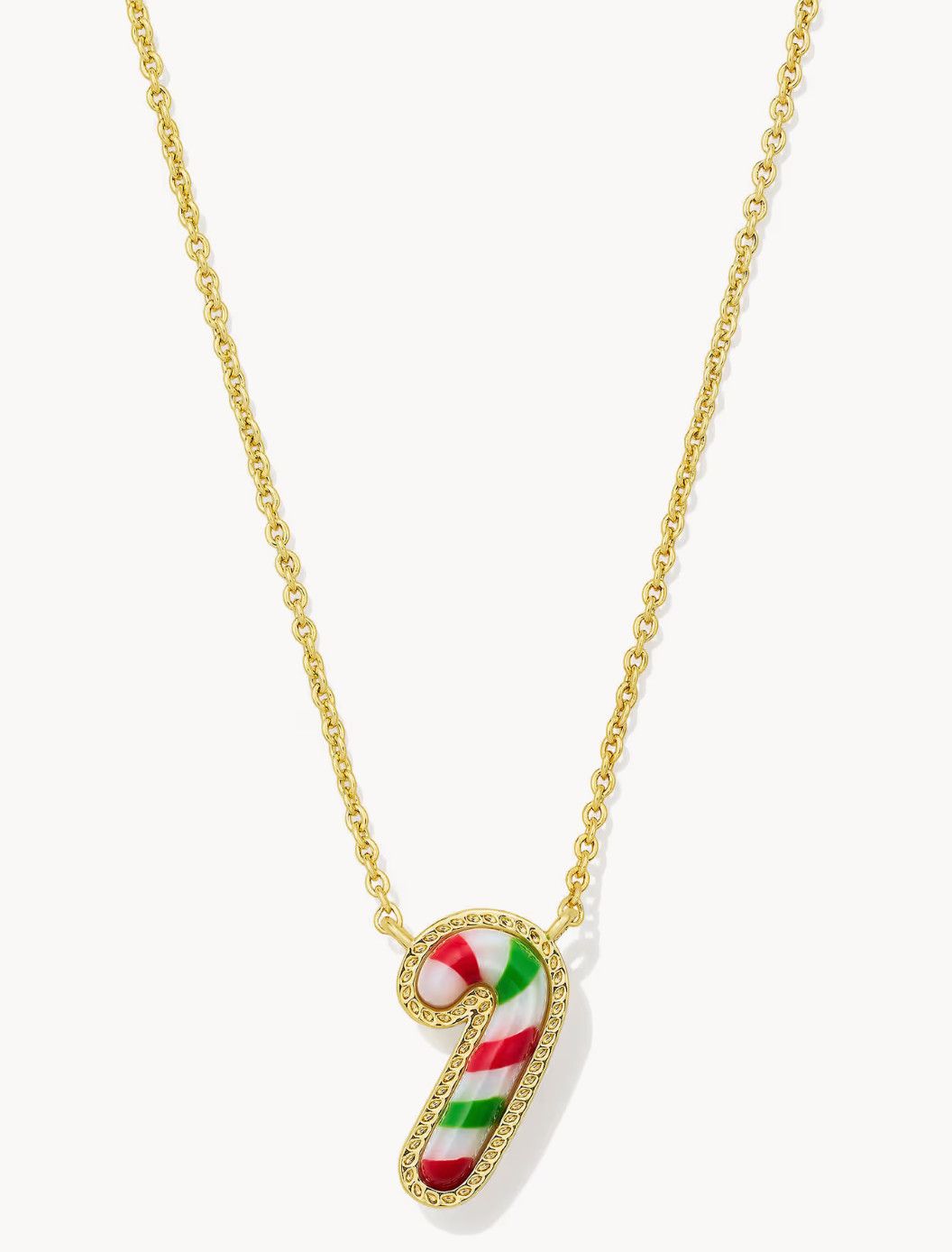 Candy Cane Pendant Necklace Red Green Mix Gold