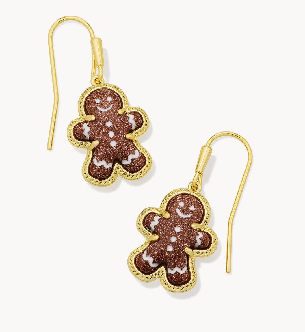 Gingerbread Drop Earring Brown Goldstone Gold