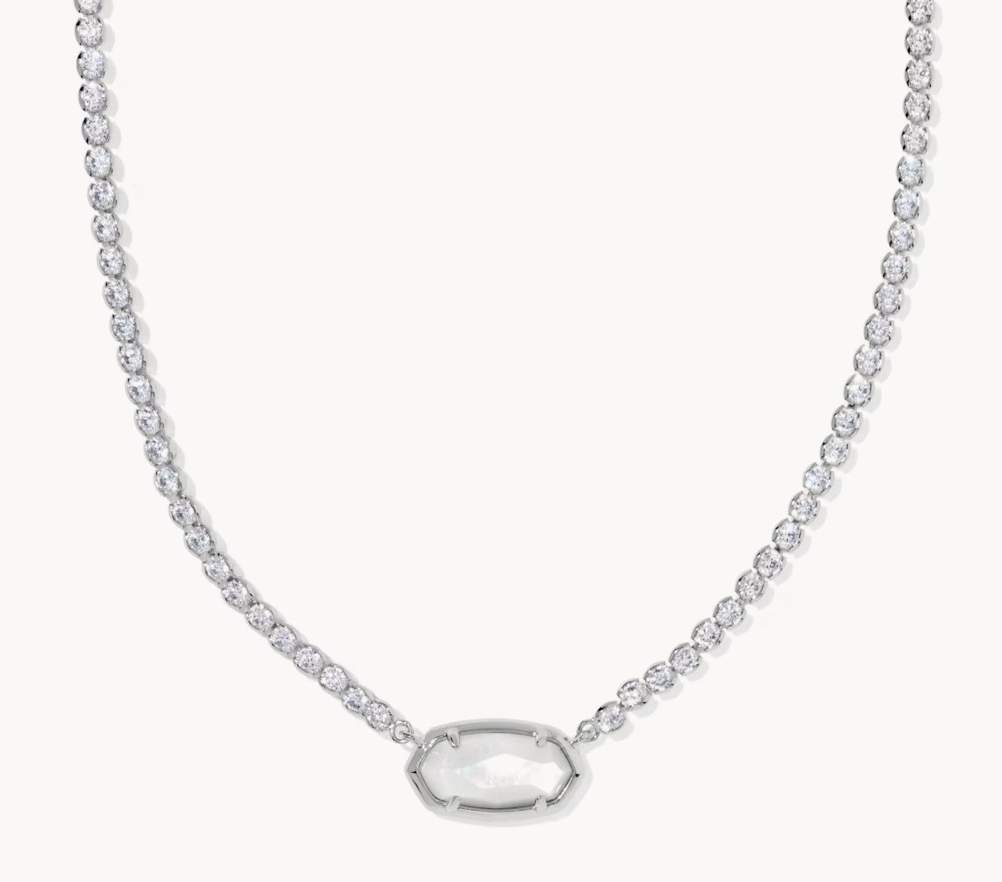 Elisa Tennis Necklace Ivory MOP Silver