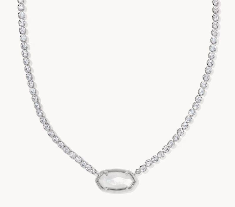 Elisa Tennis Necklace Ivory MOP Silver
