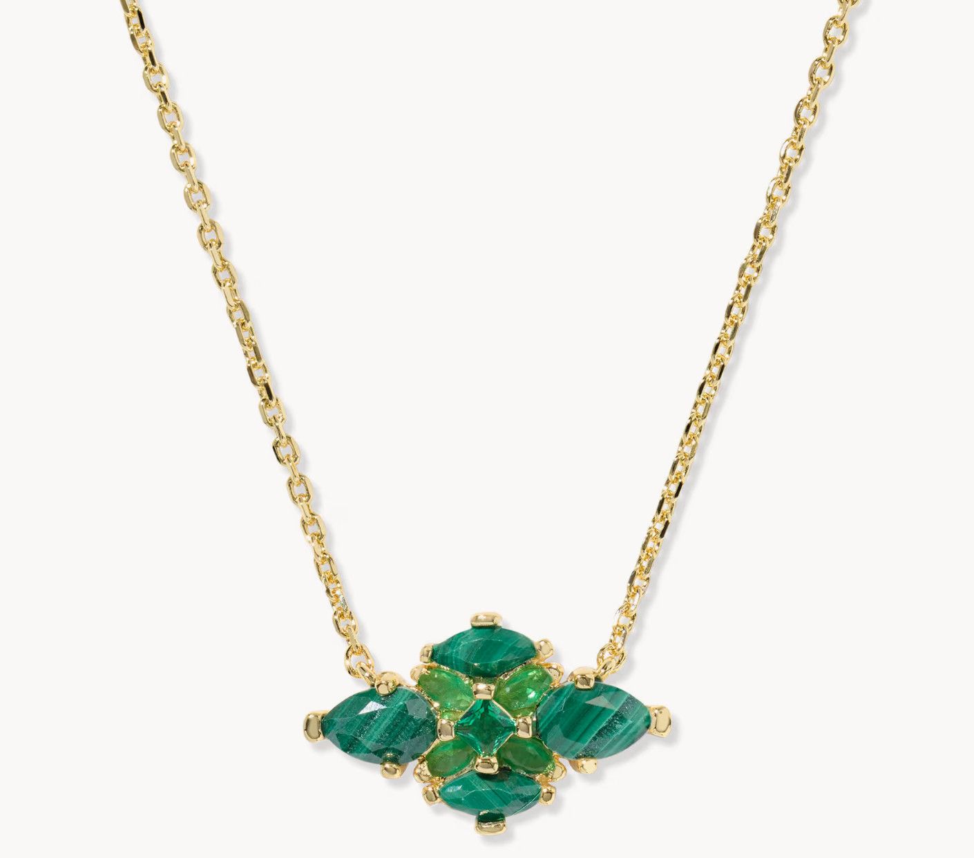 Abbie Crystal Pendant Necklace Green Mix Gold