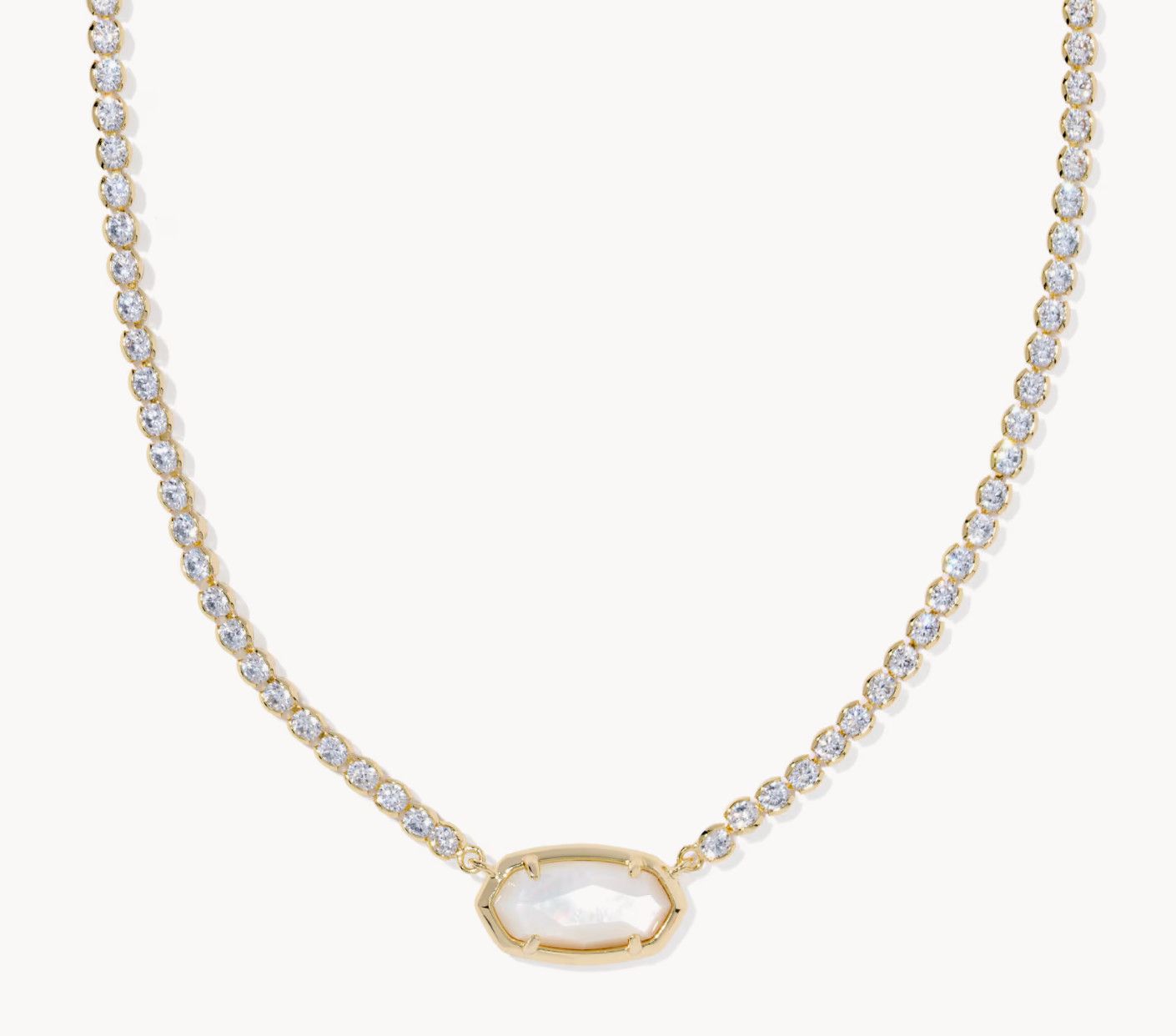 Elisa Tennis Necklace Ivory MOP Gold