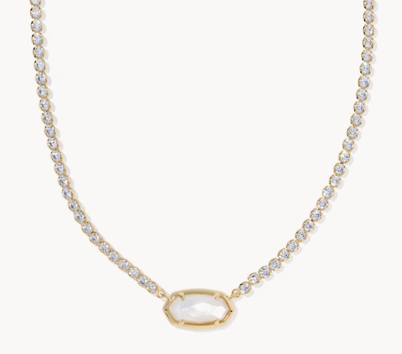 Elisa Tennis Necklace Ivory MOP Gold