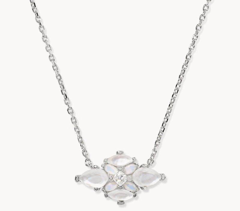 Abbie Crystal Pendant Necklace Neutral Mix Silver