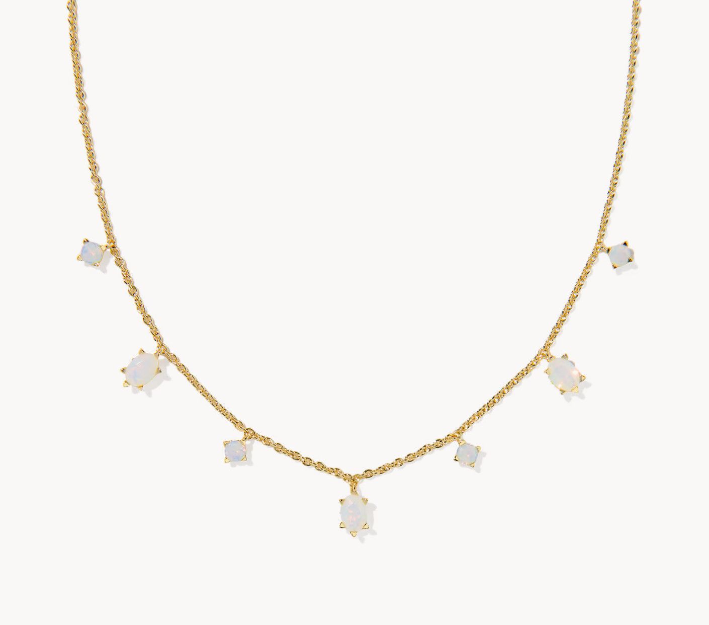 Cailin Strand Necklace White Iridescent Crystal Gold