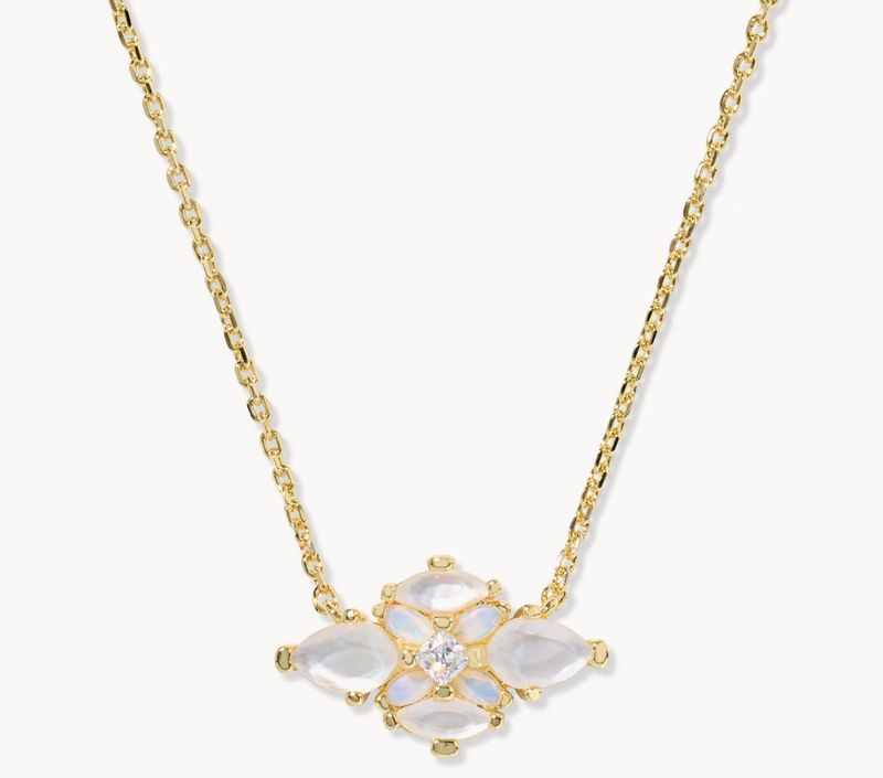 Abbie Crystal Pendant Necklace Neutral Mix Gold