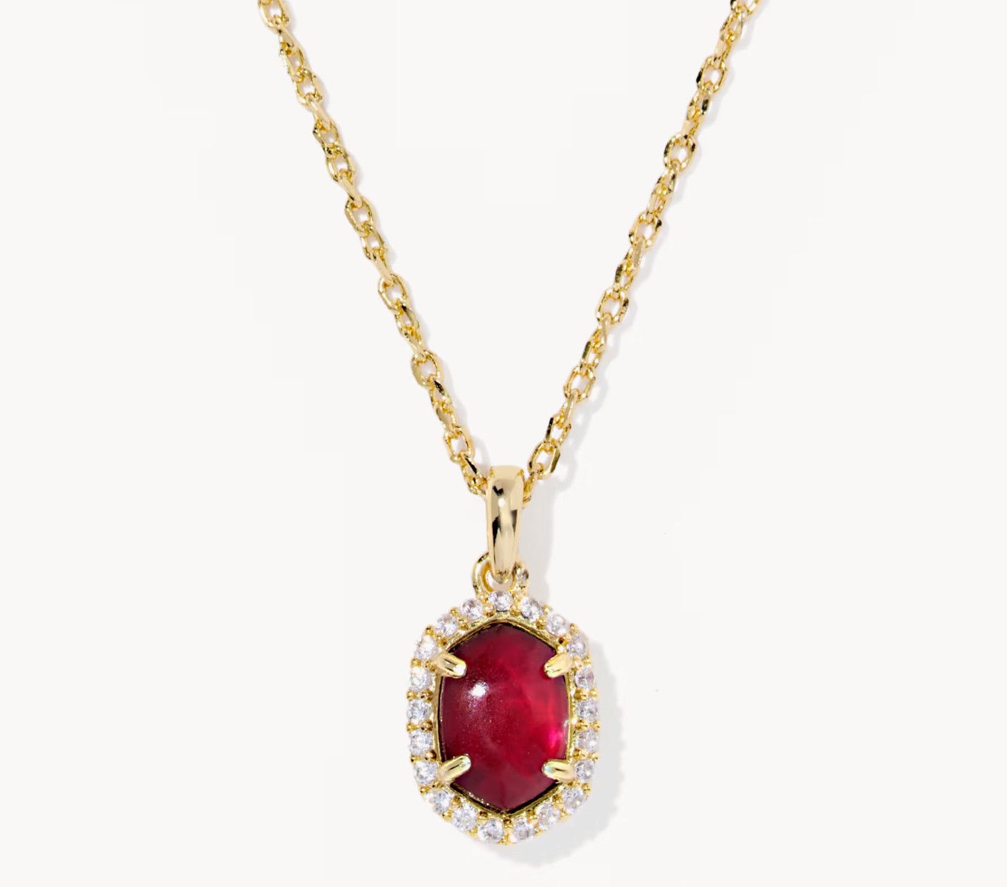 Daphne Crystal Frame Pendant Necklace Burgundy Illusion Gold