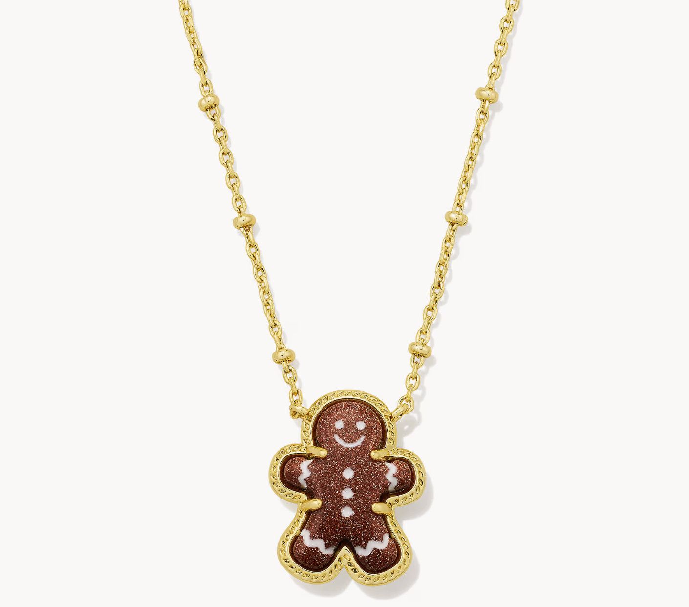 Gingerbread Pendant Necklace Brown Goldstone Gold