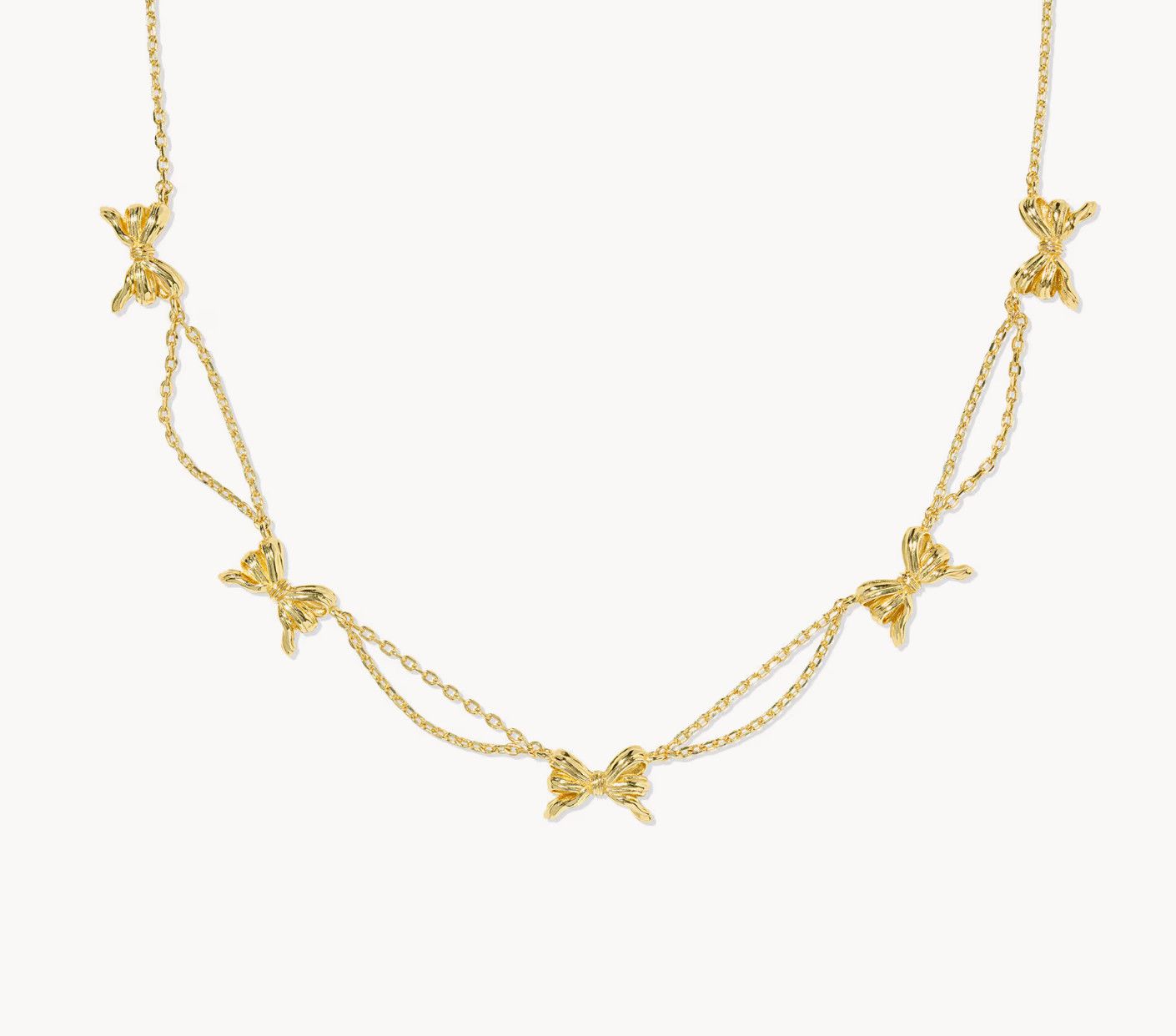 Bow Strand Necklace Gold Metal