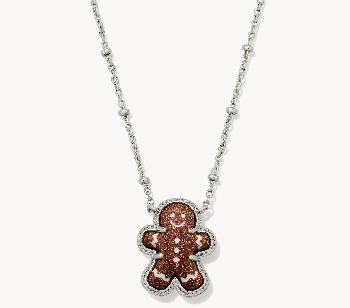 Gingerbread Pendant Necklace Brown Goldstone Silver