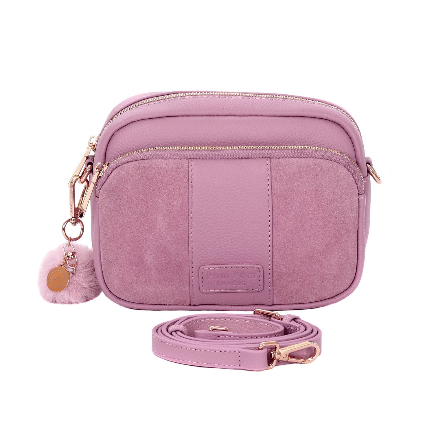 Pom Pom London Original Suede &amp; Leather Bag Pink