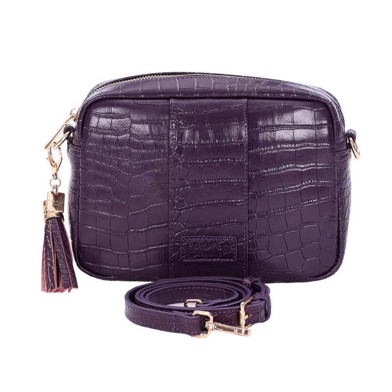 Pom Pom London City Bag Croc Violet Fig