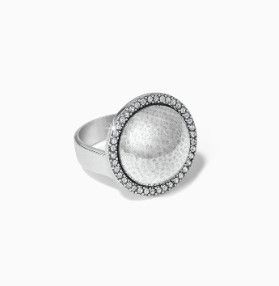 Meridian Geo Dew Domed Ring Silver Size 8