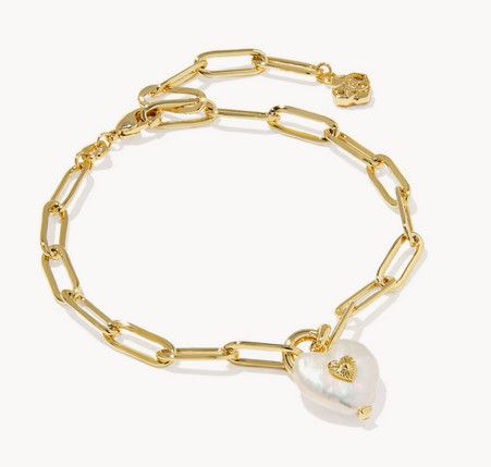 Sasha Heart Delicate Chain Bracelet Freshwater Cultured Pearl Gold