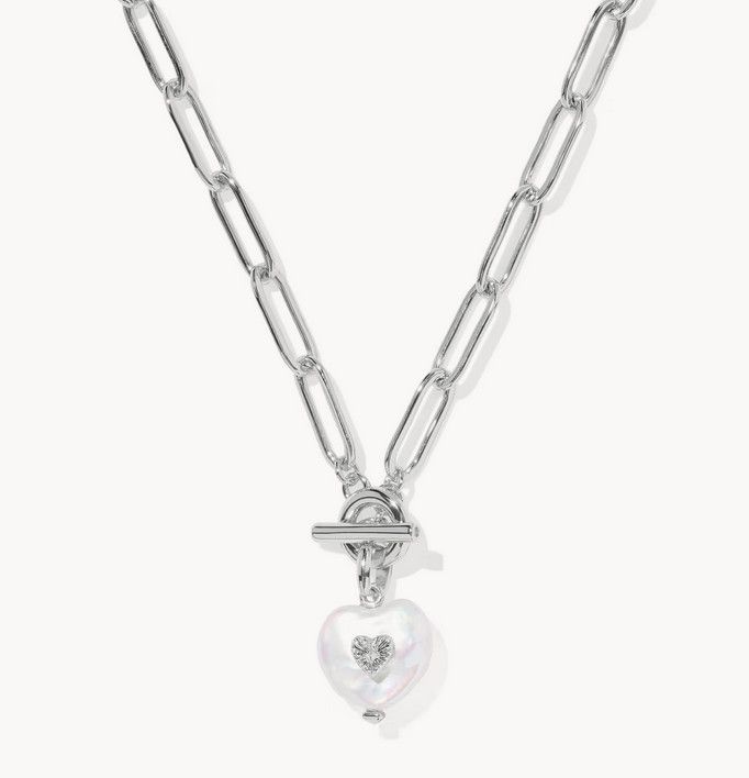 Sasha Heart Short Pendant Necklace Freshwater Cultured Pearl Silver
