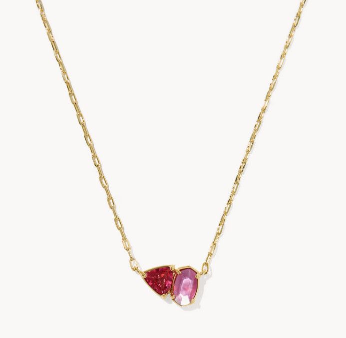 Tatum Short Pendant Necklace Pink Mix Gold