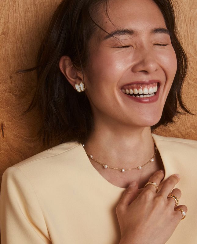 Leighton Pearl Strand Necklace White Pearl Gold