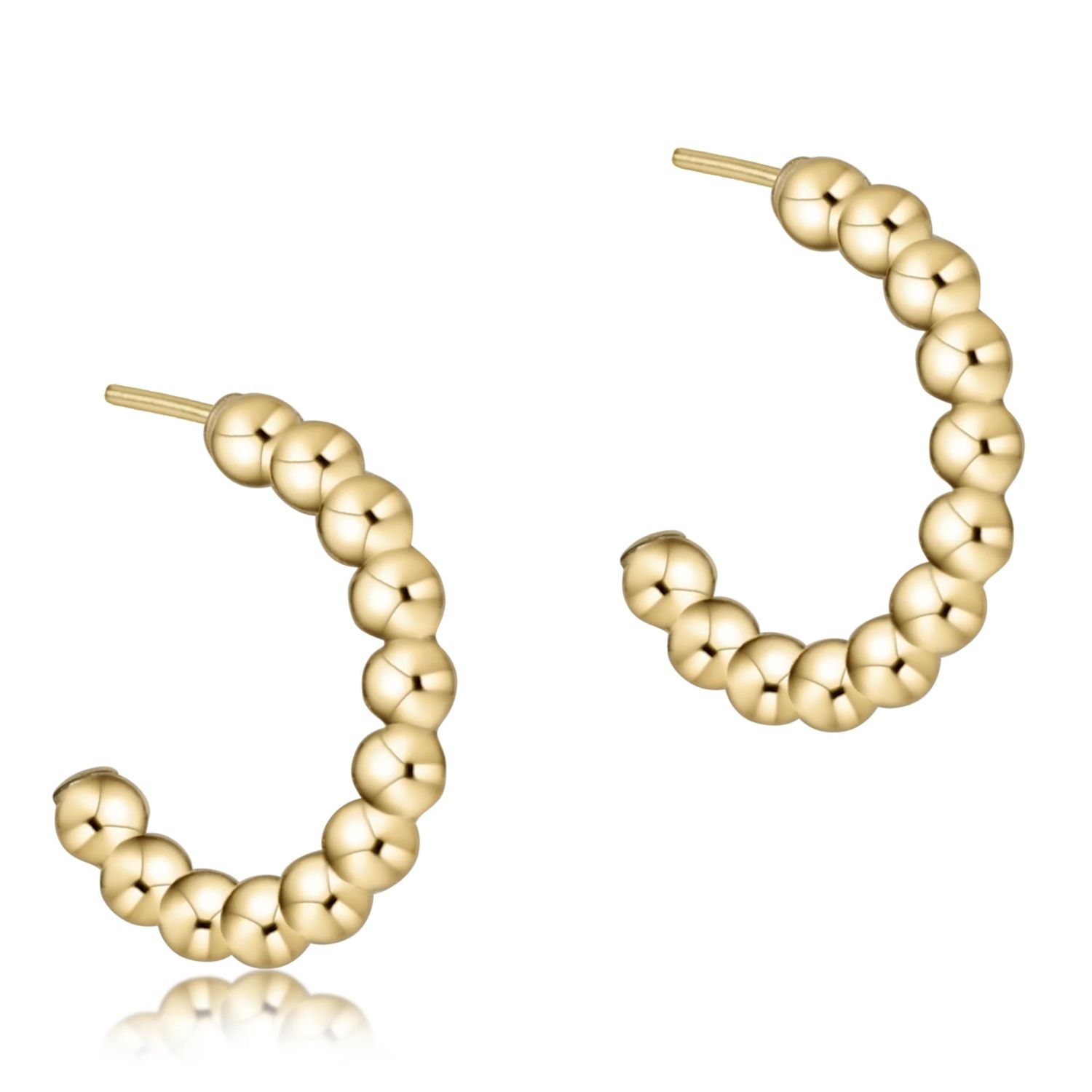 Beaded Classic Earrings 1 in Post Hoop 3mm Gold