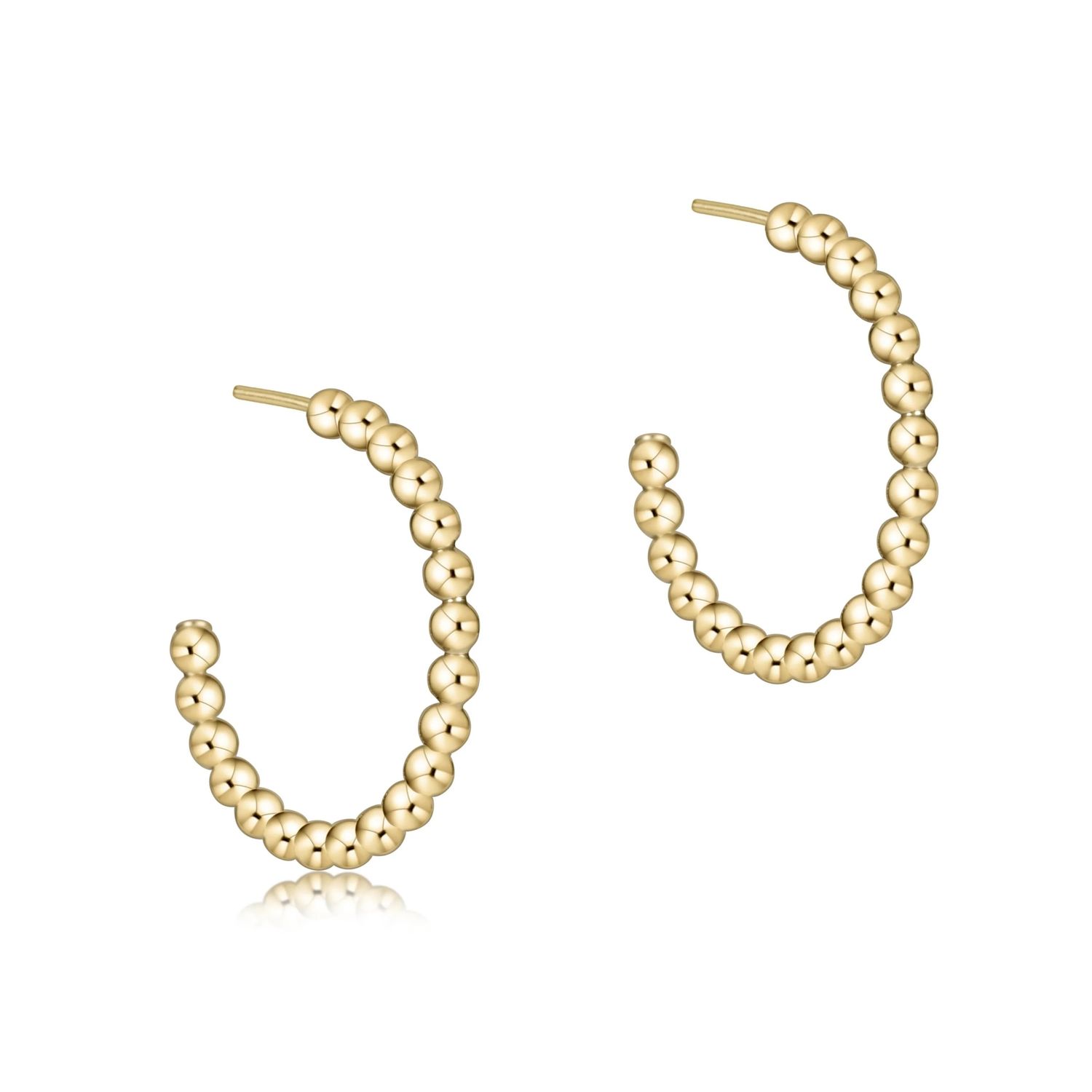 Beaded Classic Earrings 1 in Post Hoop 2mm Gold