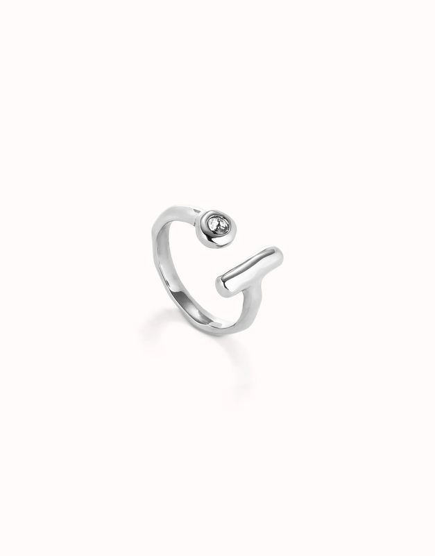 Ser Indomable Open Ring with White Topaz Silver Size 7.5