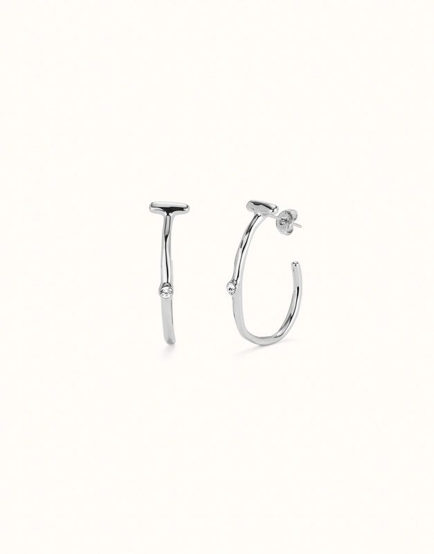 Ser Indomable Hoop Earrings with White Topaz Silver
