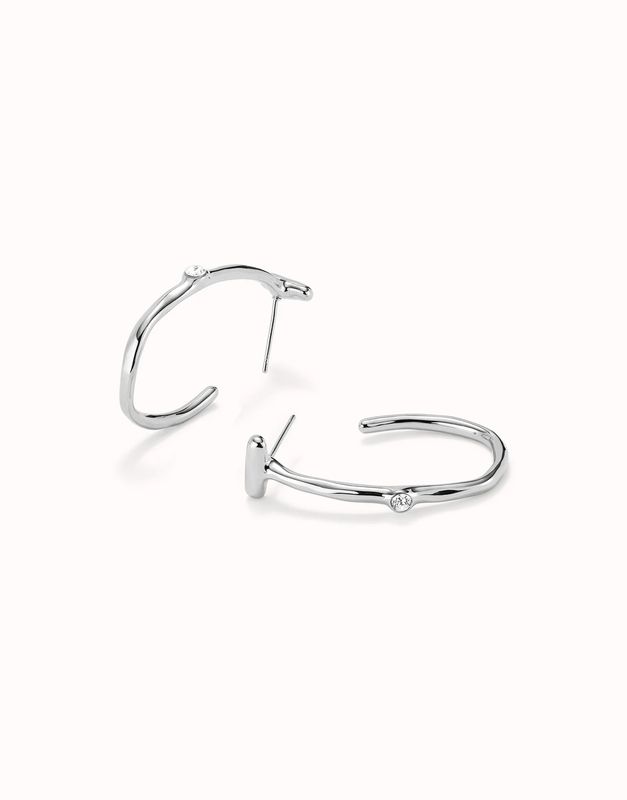 Ser Indomable Hoop Earrings with White Topaz Silver