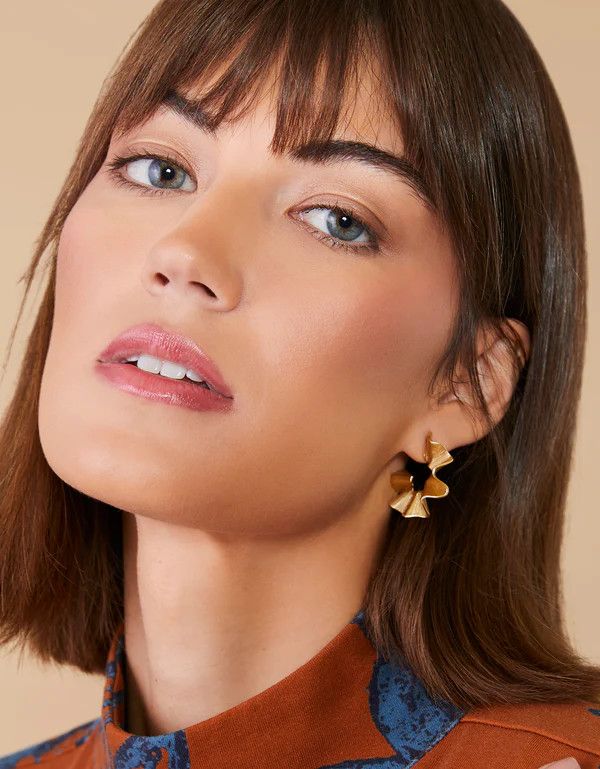Ruffle Hoop Earrings Gold