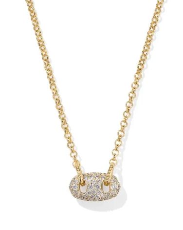 Bailey Pave Pendant Necklace Gold White Crystal