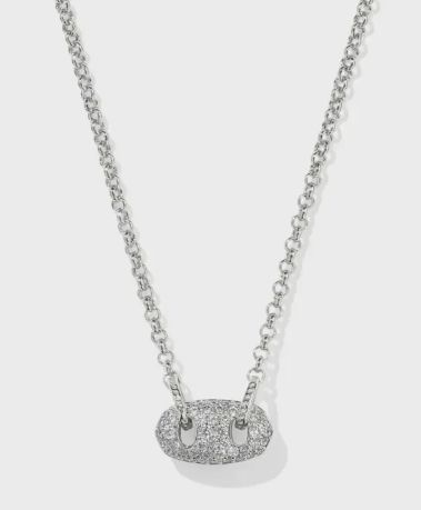 Bailey Pave Pendant Necklace Rhodium White Crystal